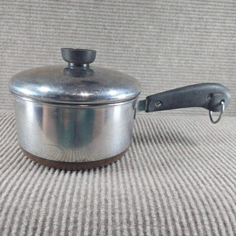 Revere Ware‎ 1.5 Qt Silver Copper Clad Stainless Steel Saucepan with Lid